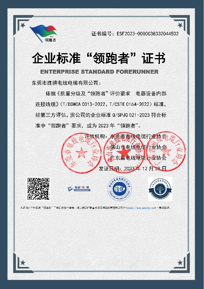 企業(yè)“領(lǐng)跑者”證書1